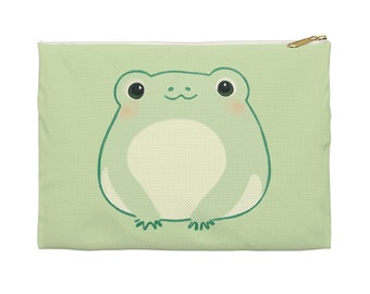 Frog Zipper Pouch, Frog Coin Purse, Frog pencil case, Cute frog kawaii frog, cosmetic bag, make up bag, travel bag, toiletries bag