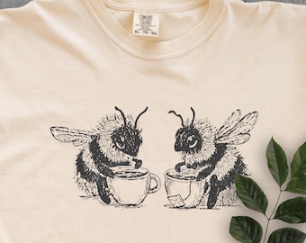 Bees drinking tea tshirt cottagecore t-shirt nostalgic tee hoodie sweatshirt