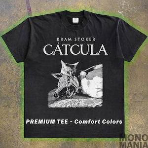 Cat Vampire shirt, Catcula tshirt, Funny Cat shirt, Grunge tshirt, Vintage Shirt, 80s, 90s, Retro, Witchy shirt, Goth, Emo, Punk shirt