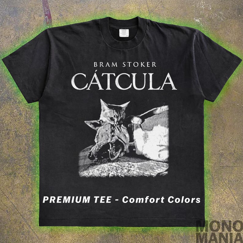 Cat Vampire shirt, Catcula tshirt, Funny Cat shirt, Grunge tshirt, Vintage Shirt, 80s, 90s, Retro, Witchy shirt, Goth, Emo, Punk shirt