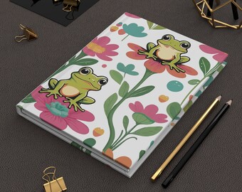 Fun notebook, decorative notebook, cute frog, retro journal, diary notebook, mindfulness journal, travel journal, vintage journal