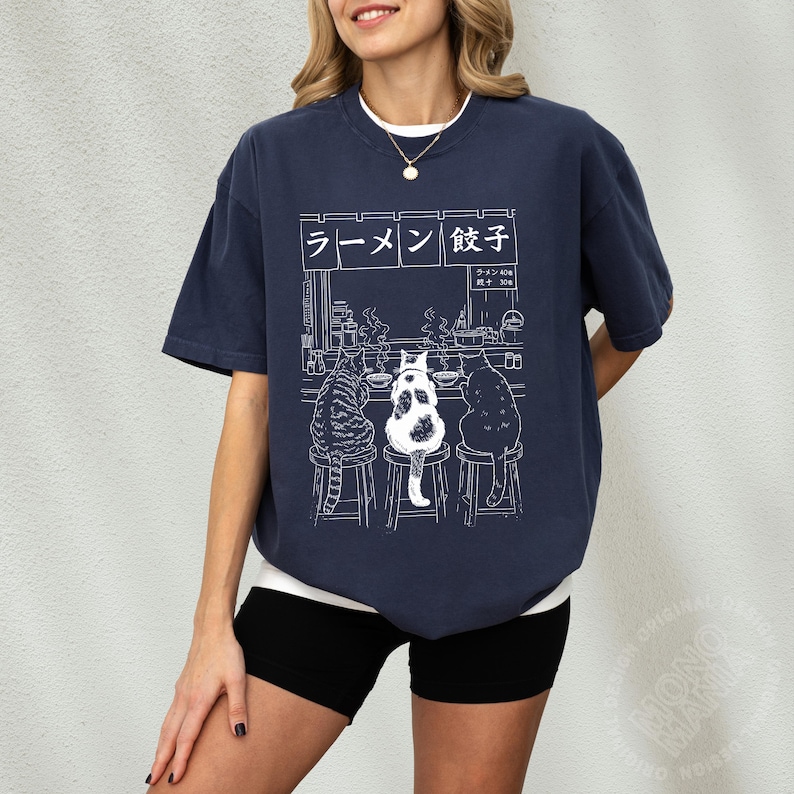 Cat Ramen Shirt, Funny Cat Tee, Comfort Colors Tee, Cat Lover Gift, Japanese Cat Shirt, Graphic Tee Cute, Japan Shirt, Foodie T-Shirt, Noodle Lover Gift, Ramen Noodles Tee, Anime Cat Shirt, Kawaii Cat Clothes, Gifts For Cat Mom