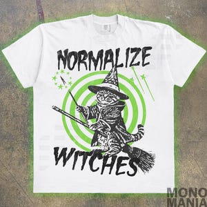 Normalize Witches cat shirt, Certified Freak cat, Funny Cat Meme T-Shirt, Vintage Kitty Graphic Tee, Retro Washed Cat Lover Shirt, Pet Humor