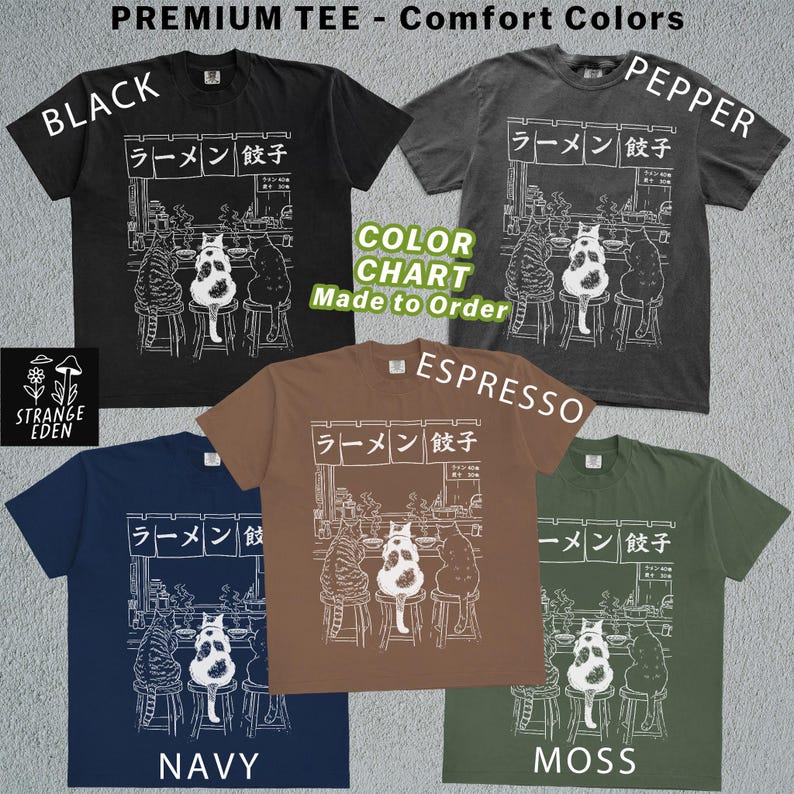 Cat Ramen Shirt, Funny Cat Tee, Comfort Colors Tee