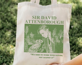 Sir David Attenborough Tote Bag Homage T-shirt Tee Top Retro 90's Vintage Funny Icon