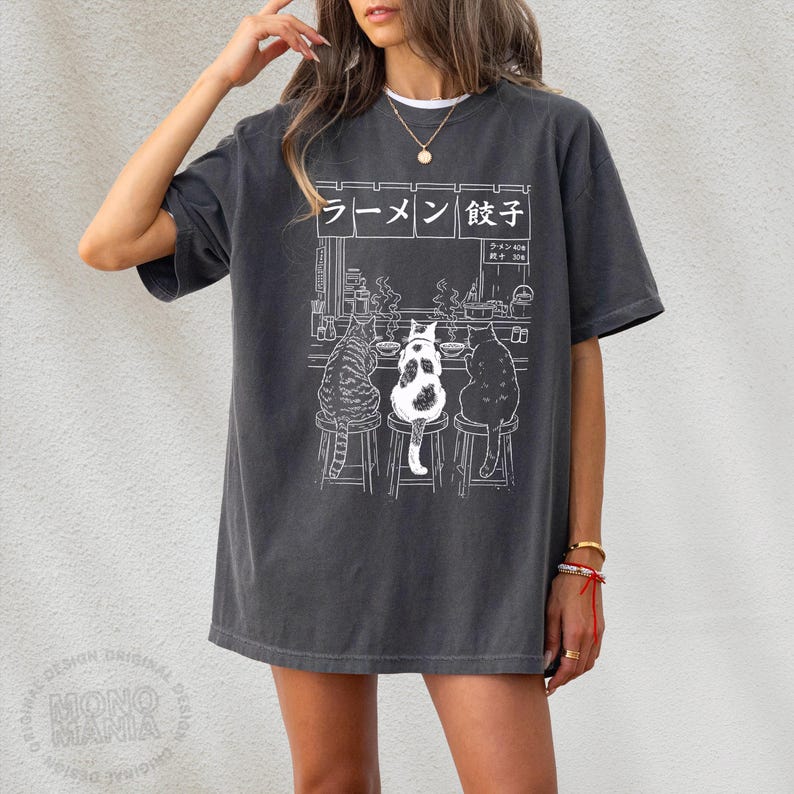Cat Ramen Shirt, Funny Cat Tee, Comfort Colors Tee, Cat Lover Gift, Japanese Cat Shirt, Graphic Tee Cute, Japan Shirt, Foodie T-Shirt, Noodle Lover Gift, Ramen Noodles Tee, Anime Cat Shirt, Kawaii Cat Clothes, Gifts For Cat Mom