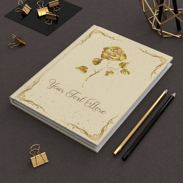 Personalized Gold Notebook Custom Gold Journal Aesthetic Journal Gold Office Decor Feminine Notebook Princesscore Diary Personalized Journal