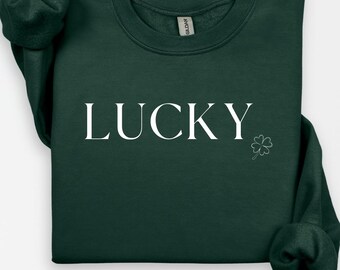 Lucky St. Patrick's Day ronde hals, Lucky ronde hals dames, sweater Shamrock, sweater Lucky Shamrock, sweater Lucky Shamrock, Ierse sweater, St Pattys
