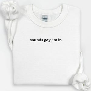 Sounds Gay, I&#39;m In Sweatshirt, Funny Gay Shirt, LGBT Pride, Vintage Queer, LGBTQ Gift, Gay Apparel, Pride Clothing, Funny LGBTQ 90&#39;s Shirt
