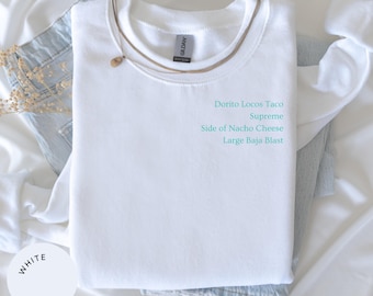 Custom Food Order Crewneck, Gift for Foodie, Sweatshirt for Food Lover, Personalized Gift for Friend, Gift for Her or Him