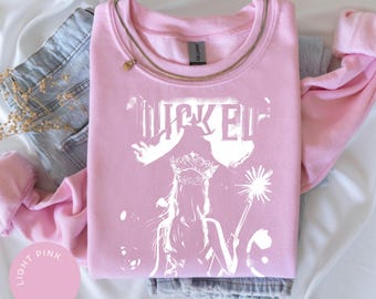 Sudadera Wicked For Good, sudadera popular, suéter de Glinda, sudadera rosa, regalo para ella, cuello redondo de Glinda Elphaba El Mago de Oz, película