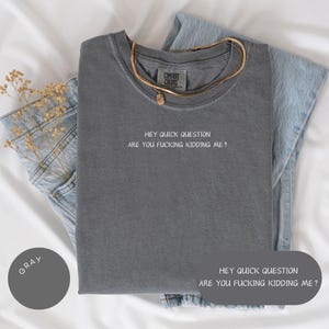 Hey kurze Frage Are You Kidding Me Comfort Colors® Shirt, freches Shirt, lustiges Spruch-Shirt, lustige Frauen-T-Shirts, Geschenk für sie, Y2K T-Shirt