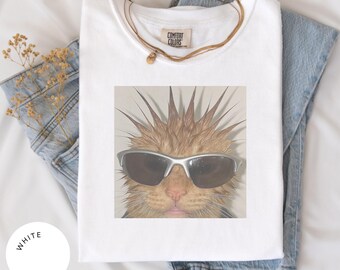 Retro Funny Spiked Hair Cat, Sarcastic Cat Meme T-Shirt