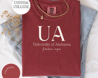 CUSTOM COLLEGE Comfort Colors® Shirt, College Alumni Hoodie, College University High School Crewneck, Graduation Gift Friend, Sorority Shirt