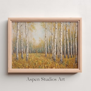 Fall Aspen Forest Painting DIGITAL Art | Realistic Landscape PRINTABLE Digital Download | Aspen Studios Art |