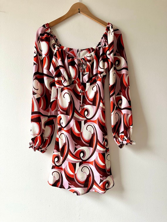 Retro Print Mini Lush Dress - image 1