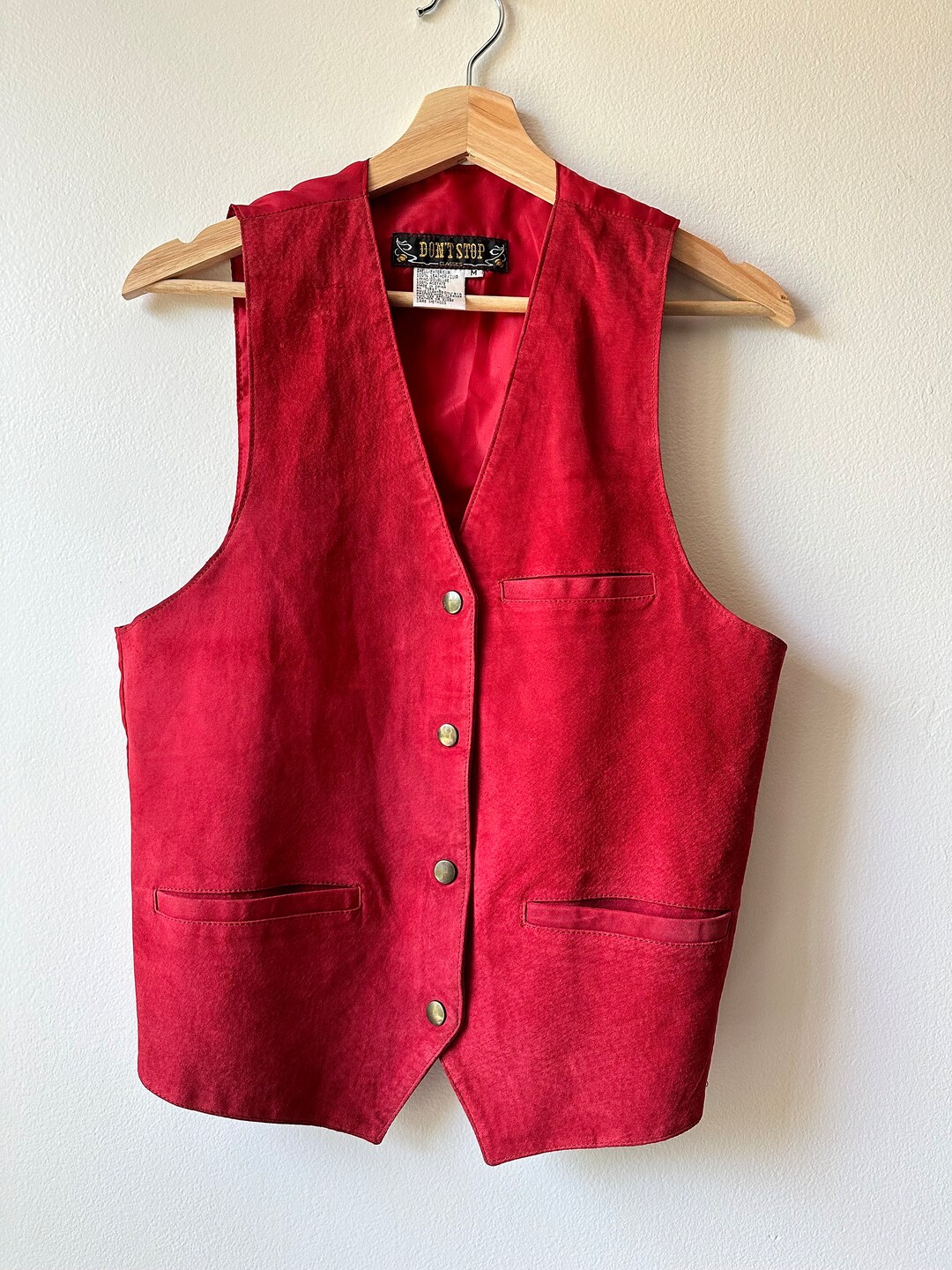 SPA LEATHER DOWN VEST - RED