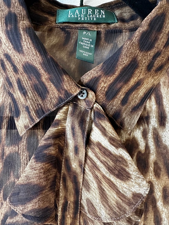 Vintage Ralph Lauren Sheer Animal Print Blouse