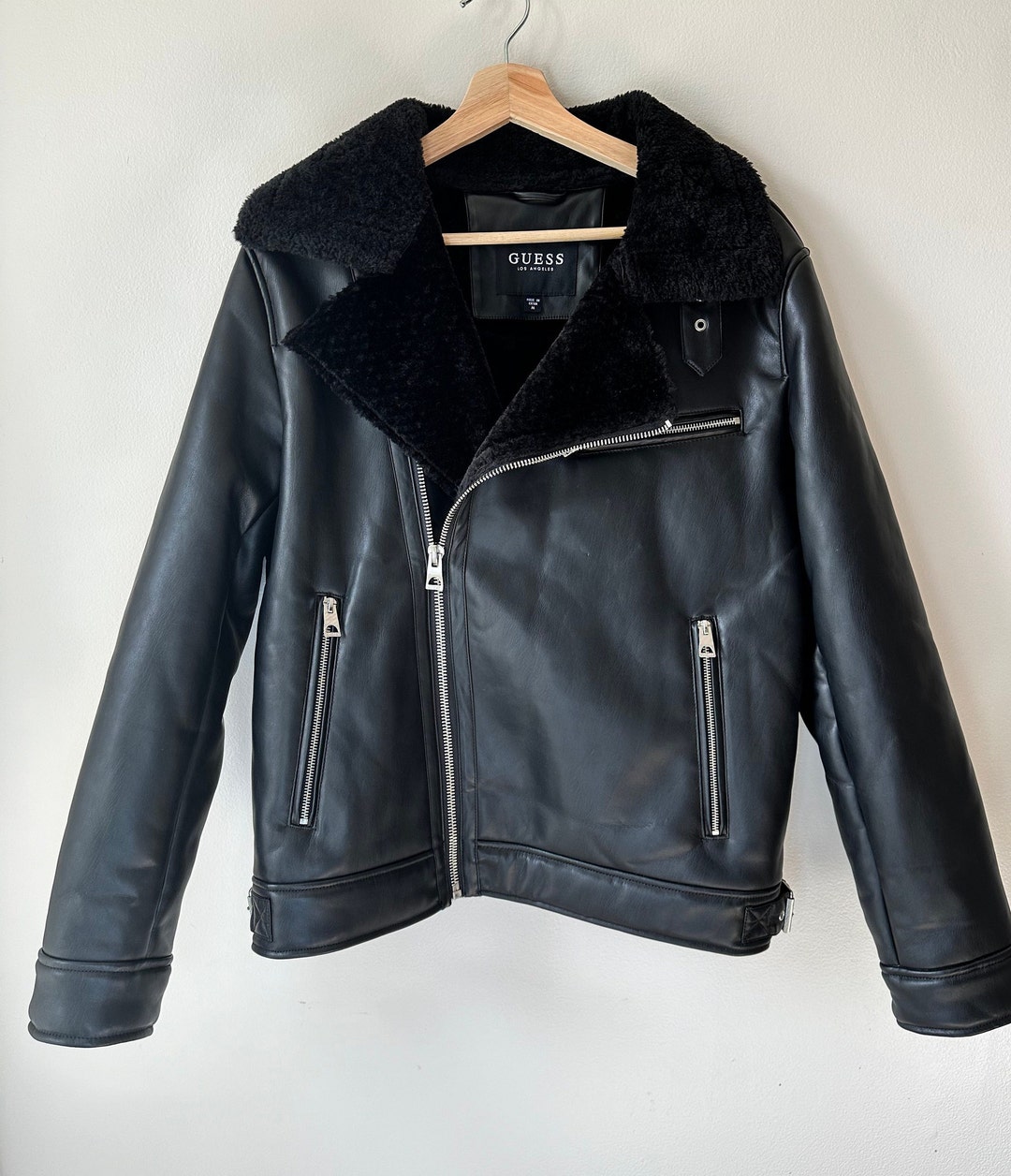 GUESS - Los Angeles Black Moto Jacket - Etsy GUESS - Los Angeles Black Moto Jacket - Etsy