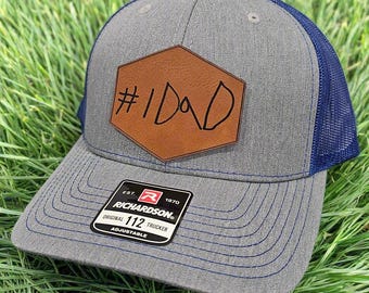 Richardson 112 Customized leatherette #1 Dad With Kids Handwriting Patch Hat