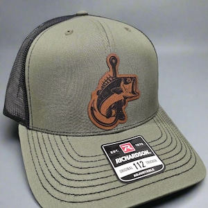 Richardson 112 Customized leatherette Bass Fishing Hook Patch Hat