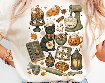 Comfort Colors® Halloween Baking Shirt, Cute Halloween Baking Tee, Spooky Baker Cat Tee, Ghost Cookie Baking Club, Fall Baking Shirt, Spooky