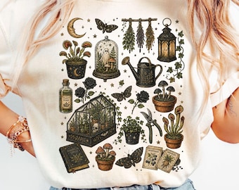 Comfort Colors® Witchy Botanical Shirt, Gothic Greenhouse Garden Tee, Halloween Botanical Shirt, Dark Academia Plant Shirt, Apothecary Shirt