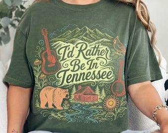 Comfort Colors® Tennessee Smoky Mountains Shirt Guitar Bear Wildflower Nashville Travel State Pride Tee