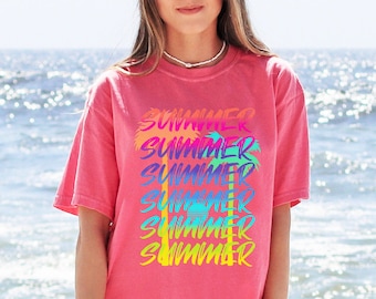 Neon Shirt Comfort Colors® TShirt Summer Tshirt Graphic Palm Tree Tee Gifts For Her Womens Shirt Trendy Beach Vacation Tee Gift Teen Gift