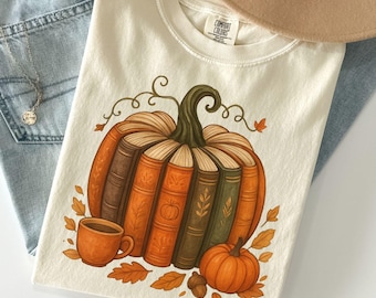 Comfort Colors® Cozy Season Shirt, Books Lover Fall Gift, Womens Pumpkin Season Shirt, Cute Pumpkin Shirt, Pumpkin Lover Shirt, Book Lover