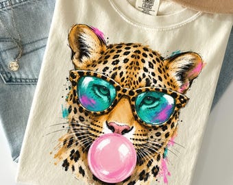 Comfort Colors® Leopard Bubblegum Shirt, Cute Leopard Shirt, Bubblegum Cheetah Shirt, Leopard Graphic Tee, Trendy Leopard Shirt, Leopard Tee