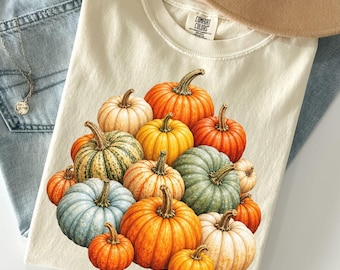 Comfort Colors® Fall Pumpkin Shirt, Pumpkin Lover Shirt, Colorful Pumpkin Shirt, Autumn Pumpkin Patch Tee, Botanical Harvest Shirt, Pumpkins