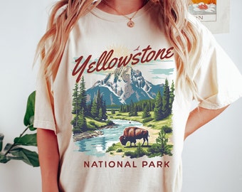 Camisa del Parque Nacional de Yellowstone, Camisa Vintage Yellowstone Comfort Colors®, Camiseta del Parque Nacional de Yellowstone, Camisa Vintage de Yellowstone