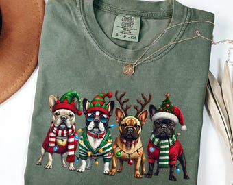 Comfort Colors® Christmas French Bulldog Shirt, French Bulldog Gifts, Frenchie Lover Shirt, French Bulldog Christmas Shirt, Xmas Dog Shirt