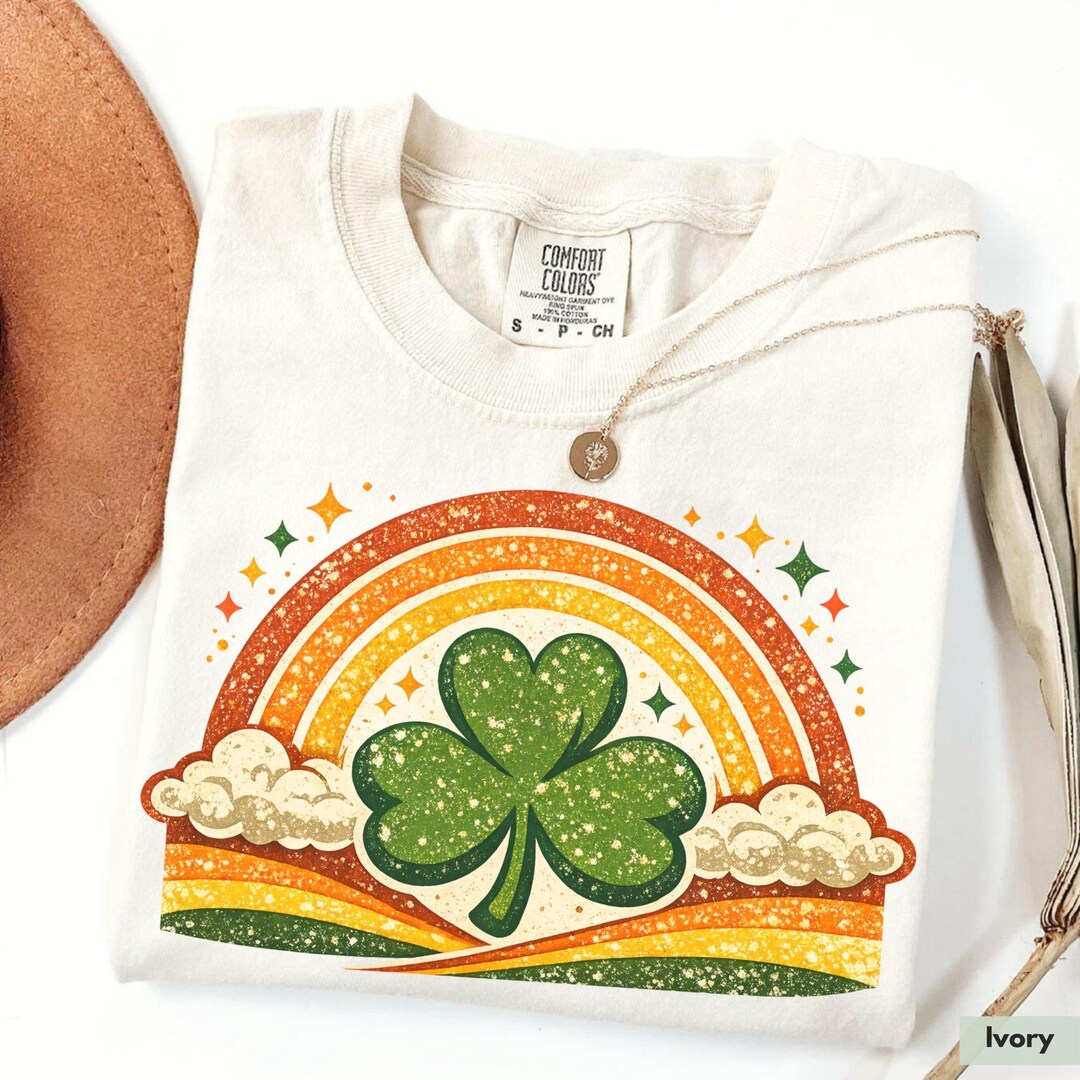 Comfort Colors® Retro Lucky Shamrock Rainbow Shirt, Shamrock Shirt, St ...