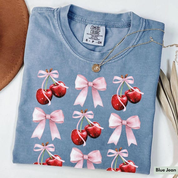 Comfort Colors® Cherry Shirt, Coquette Cherry Shirt, Cute Cherry Shirt, Cherry Bow Shirt, Cherry Lover Shirt, Cherry Gifts, Cherries Shirt