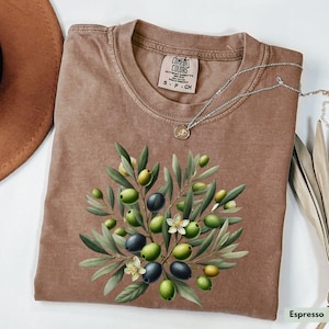 Comfort Colors® Olive Branch Shirt, Olives Shirt, Vintage Olive Shirt, Floral Olive Shirt, Cute Olive Shirt, Olive Lover Shirt, Foodie Shirt