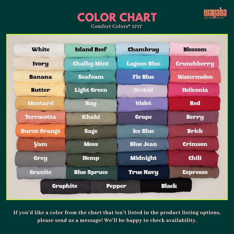 Puede incluir: Carta de colores que muestra 24 muestras de tela diferentes. Los colores est&aacute;n dispuestos en filas y columnas. Los colores incluyen blanco, marfil, pl&aacute;tano, mantequilla, mostaza, terracota, naranja quemado, &ntilde;ame, gris, granito, grafito, pimienta, negro, arrecife de isla, menta cremosa, espuma de mar, verde claro, bah&iacute;a, caqui, salvia, musgo, c&aacute;&ntilde;amo, abeto azul, chambray, azul laguna, azul flo, orqu&iacute;dea, violeta, uva, azul hielo, azul jean, medianoche, azul marino, flor, ar&aacute;ndano, sand&iacute;a, heliconia, rojo, baya, ladrillo, carmes&iacute;, chile, espresso.