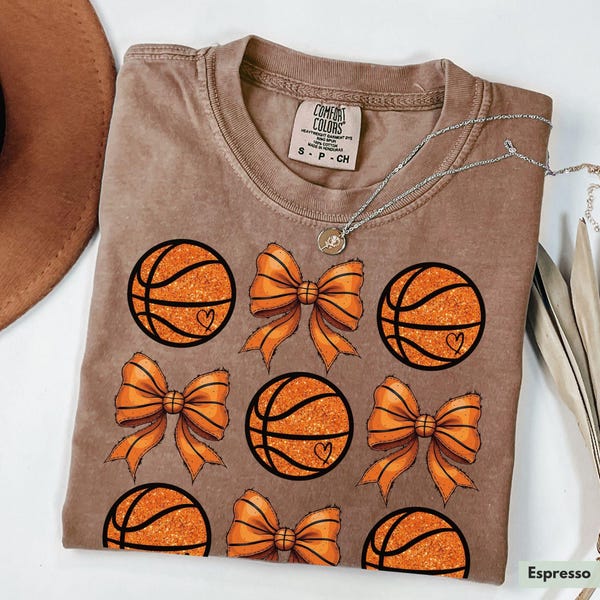 Comfort Colors® moedershirt basketbal, basketbalshirt coquette, schattig basketbalshirt, shirt basketbal mama, shirt basketball lover, game