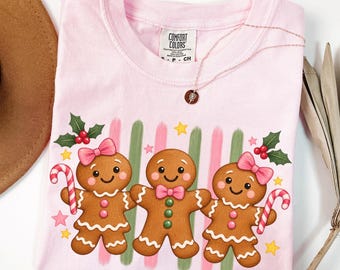 Comfort Colors® Gingerbread Christmas Shirt, Cute Christmas Shirt, Candy Cane Holiday T-Shirt, Christmas Baking Gift, Gingerbread Lover Tee