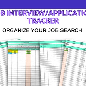 Job Application & Interview Tracker Spreadsheet, Organized Tracker for Applications, Interviews, Offers (Google Sheets, Numbers, Excel)