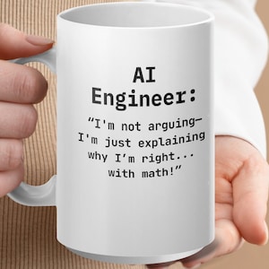 Caneca de engenheiro de IA, caneca de citação engraçada de engenheiro de IA, caneca de não estou discutindo, caneca explicando com matemática, presente de engenheiro de IA, caneca de amante de tecnologia