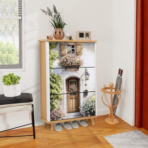 Doorway Shoe Cabinet Organizer with Shelves, Space-Saving Entryway Storage for Shoes or Accessories, Slim & Durable Wooden Rack