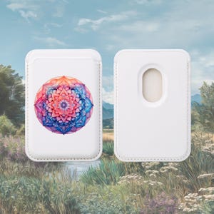 Cartera vegana con diseño de mandala vibrante - Compatible con Magsafe® - Regalo ecológico, accesorios coloridos, estilo sostenible