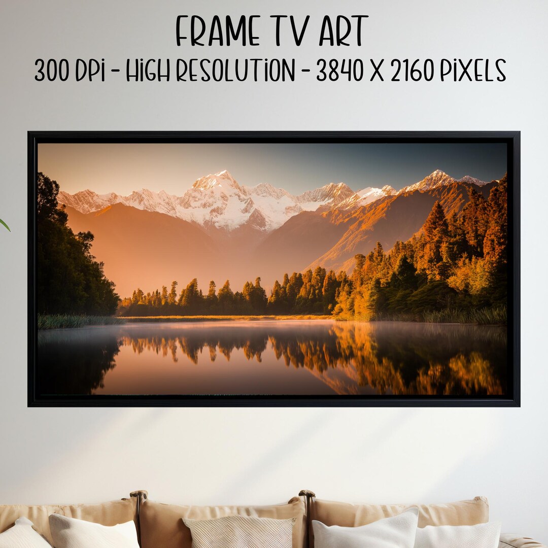 Sunrise Mountain Reflection Frame TV Art Landscape Wall Art Serene Lake ...