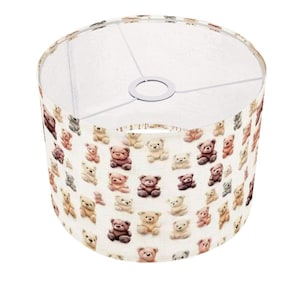 Tiny Teddy Bears Lamp Shade with Ring - Cute Decorative Lighting Accessory for Kids Room or Nursery