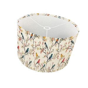 Vintage Birds Lamp Shade with Metal Ring – Unique Bird Print Lampshade for Home Decor, Retro Lighting Accessory, Gift for Bird Lovers