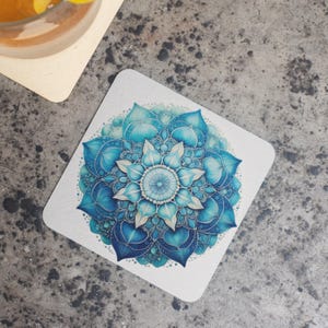 Beautiful Mandala Corkwood Coaster Set, Boho Home Decor, Eco-Friendly Drink Coasters, Gift for Housewarming, Yoga Lover&#39;s Style