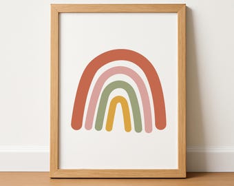 Stampa per cameretta dei bambini Boho Rainbow: arte murale gender-neutral (download digitale)