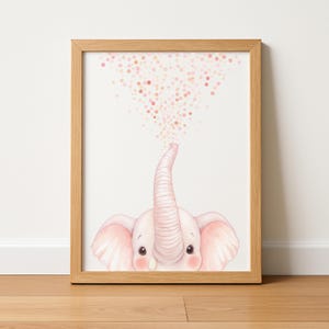 Pink Elephant Nursery Wall Art Print, Girl’s Room Decor, Baby Shower Gift, Confetti Elephant Printable Poster, Digital Download for Nursery
